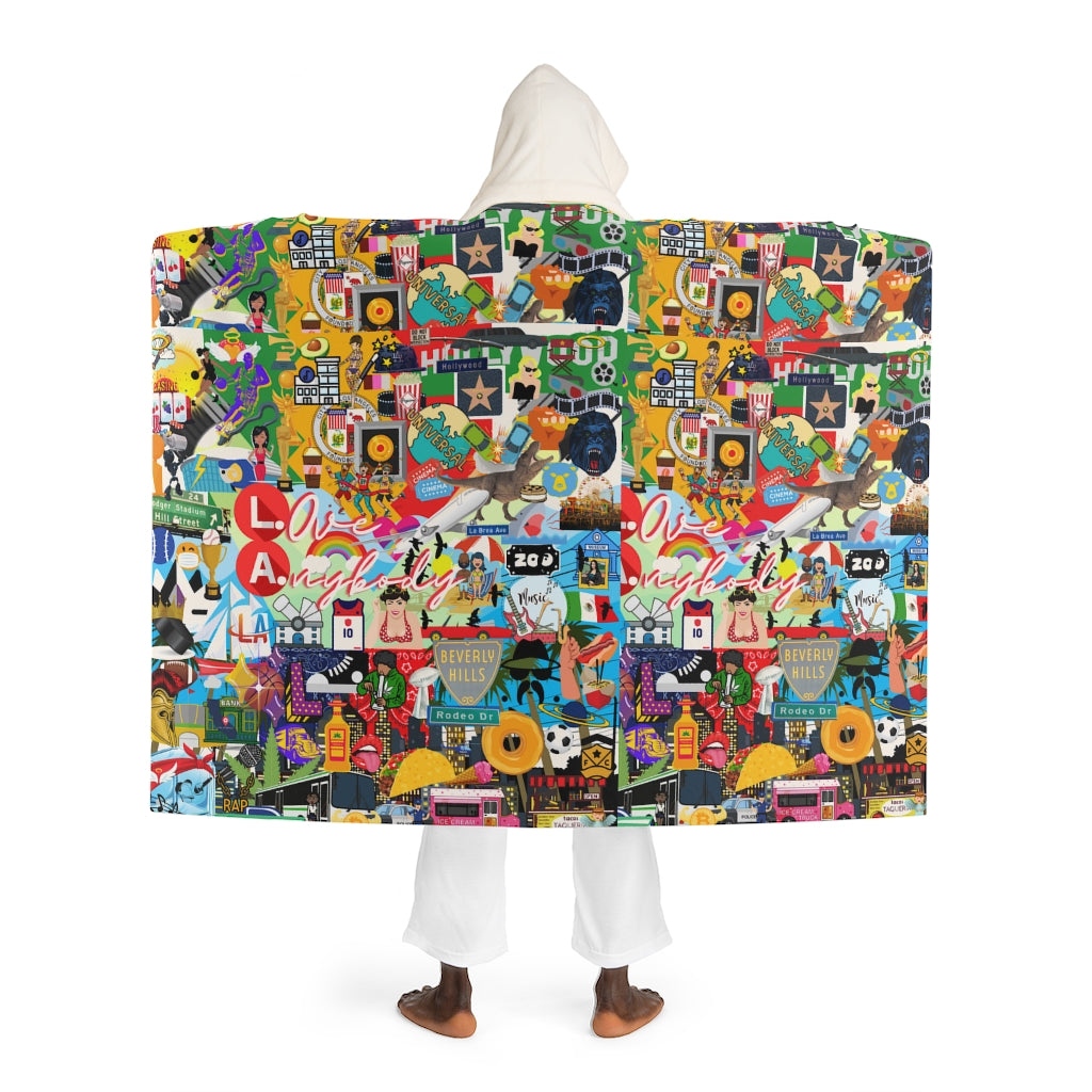 ND City Series L.A. Mural Hooded Sherpa Fleece Blanket