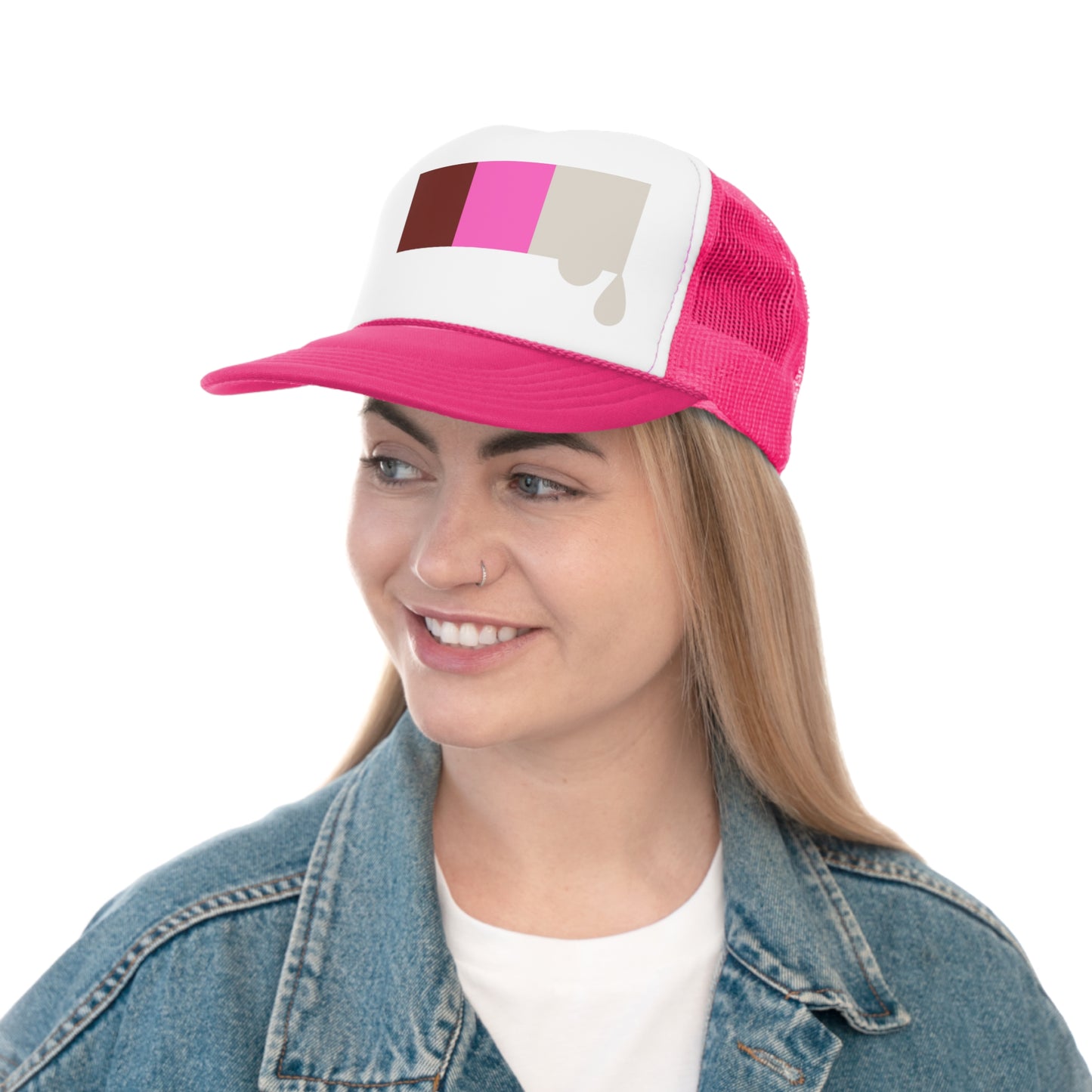 Neopolitan Drip Tri Color Big Logo Trucker Cap